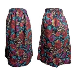 Vintage 90s Ornate Floral Midi Skirt Vintage Floral Midi Skirt Vintage Red